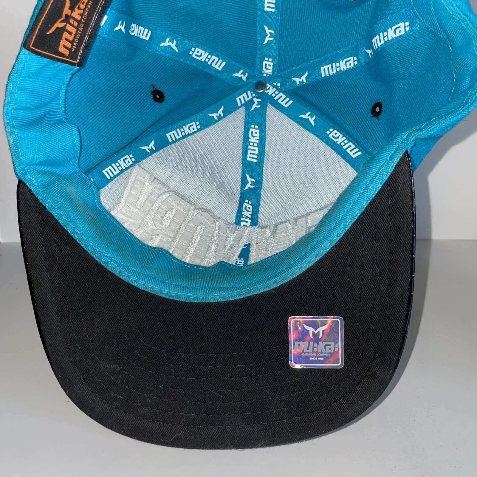 New York Blue Hat Embroidered Muka Headwear Snapback Cap Spellout Flat Brim