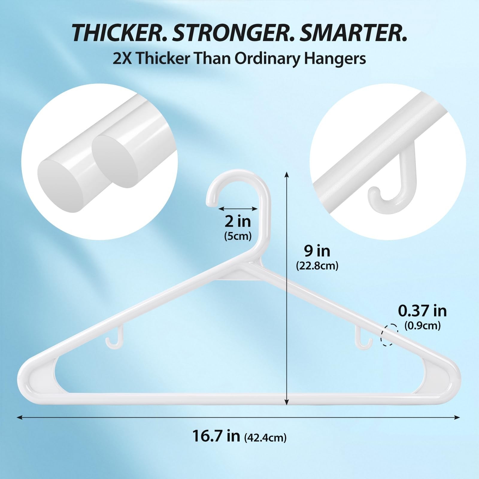 Heavy Duty Plastic Hangers – Super Thick & Reinforced with 20lb Capacity f