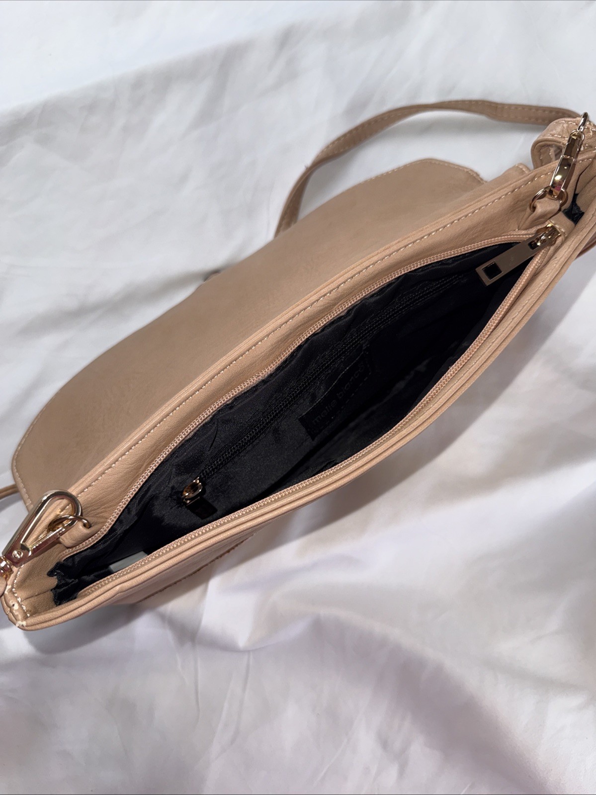 Melie Bianco Vegan Leather Clutch Shoulder Strap Envelope Handbag Rose Gold Bag