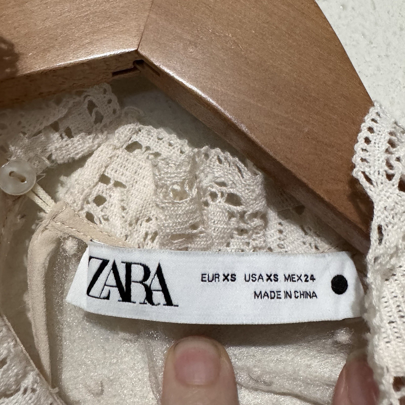 Zara Victorian Puff Sleeve semi sheer blouse embroidered size XS swiss dot