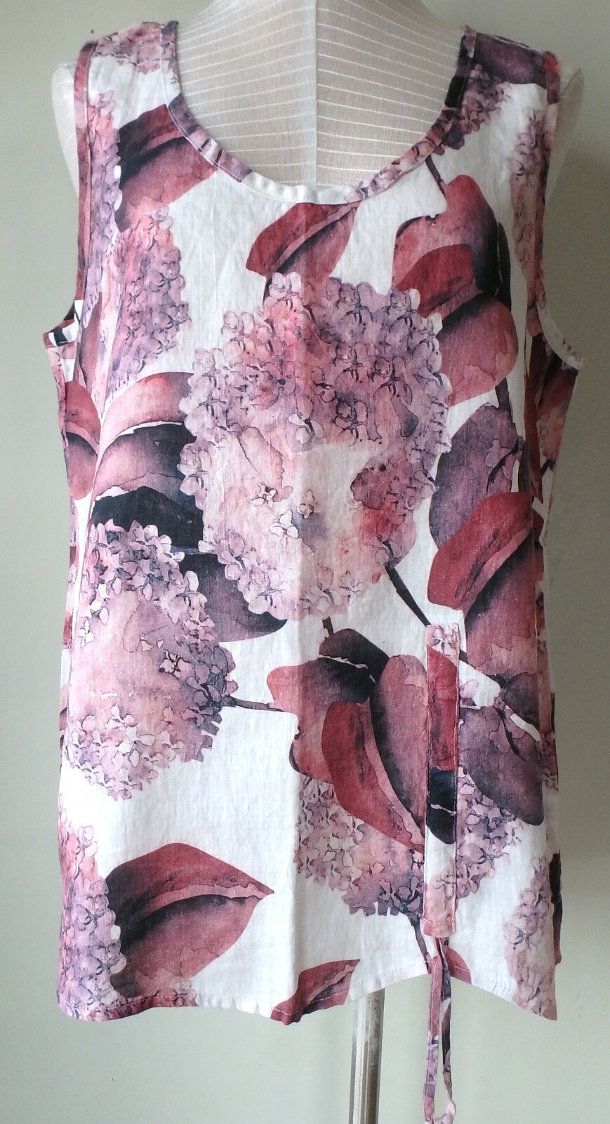 FLAX Designs Linen Tank L NWT MILK HYDRANGEA