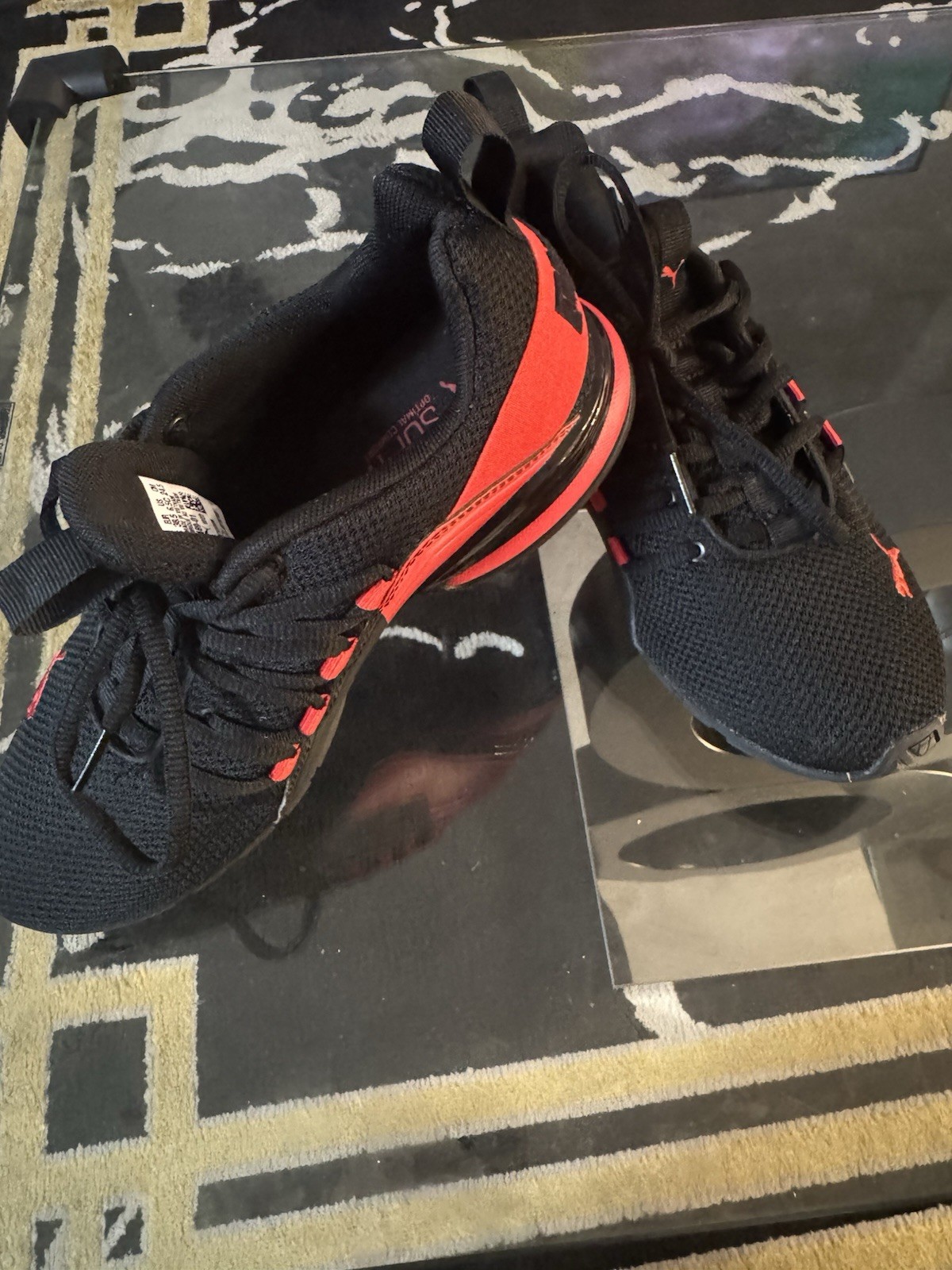PUMA SoftFoam Low Top Lace-Up Athletic Sneakers Black/Red Style 195489-01