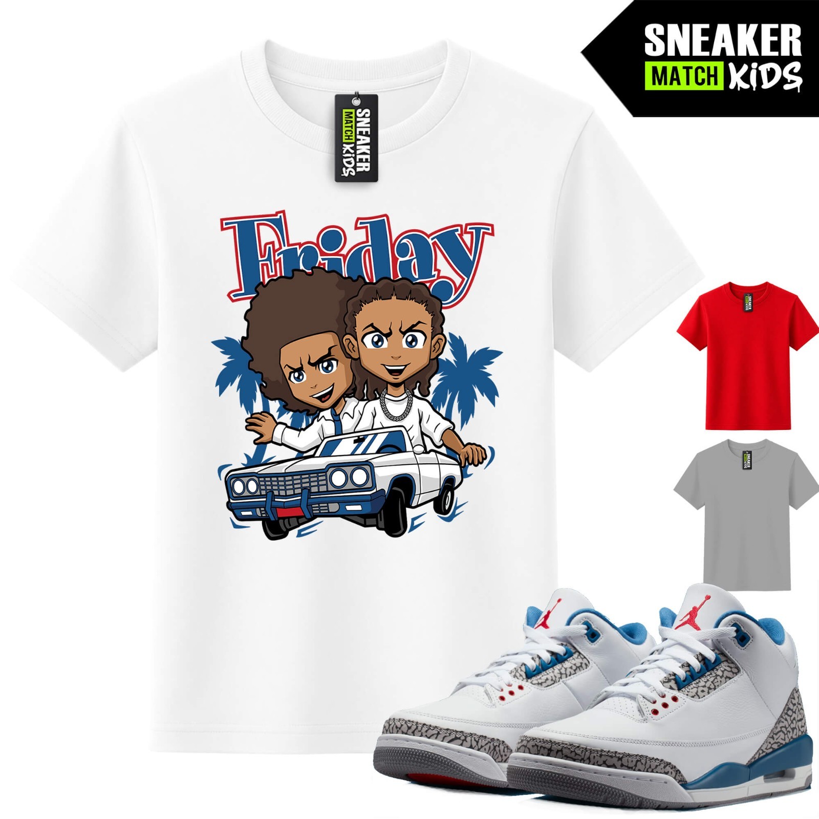 True Blue 3 AJ3 Sneaker Match Kids Tees White Friday Boondock Parody