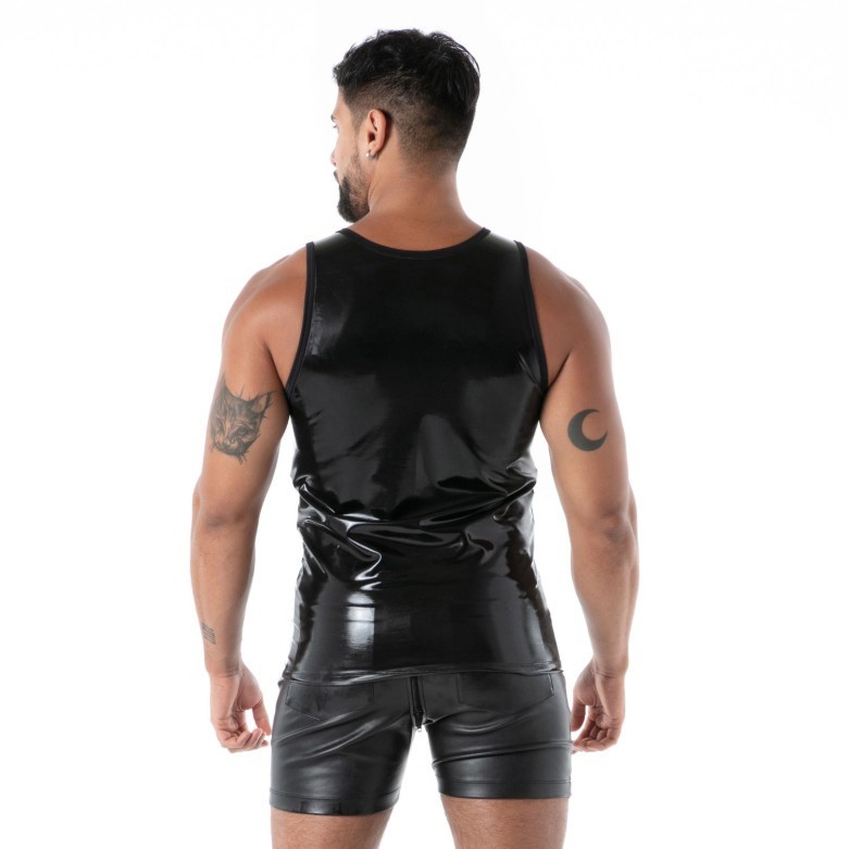 TOF PARIS Tank Top 100% Latex Second-Skin Sleeveless Black Datex T1