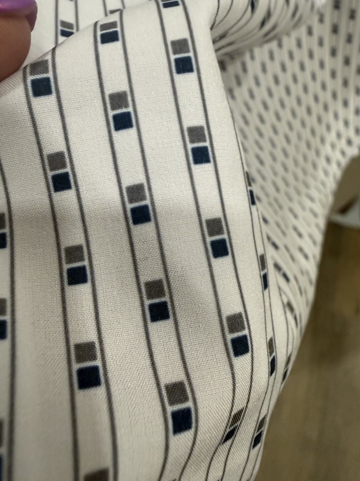 Perry Ellis Button-Up Shirt, Geometric Pattern (White/Blue/Gray), XL Tall, NWOT