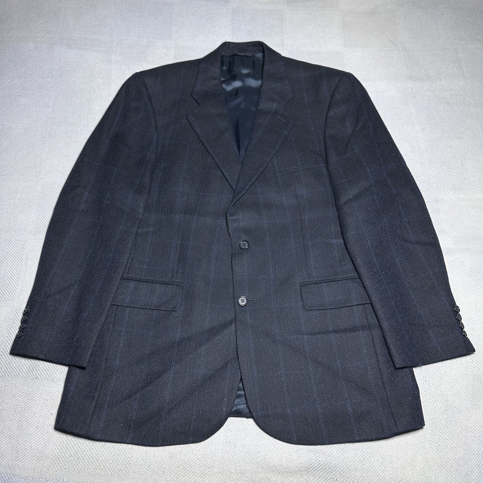 Vintage Brooks Brother Navy Plaid Wool Alpaca Blazer Jacket Men’s Size 41R