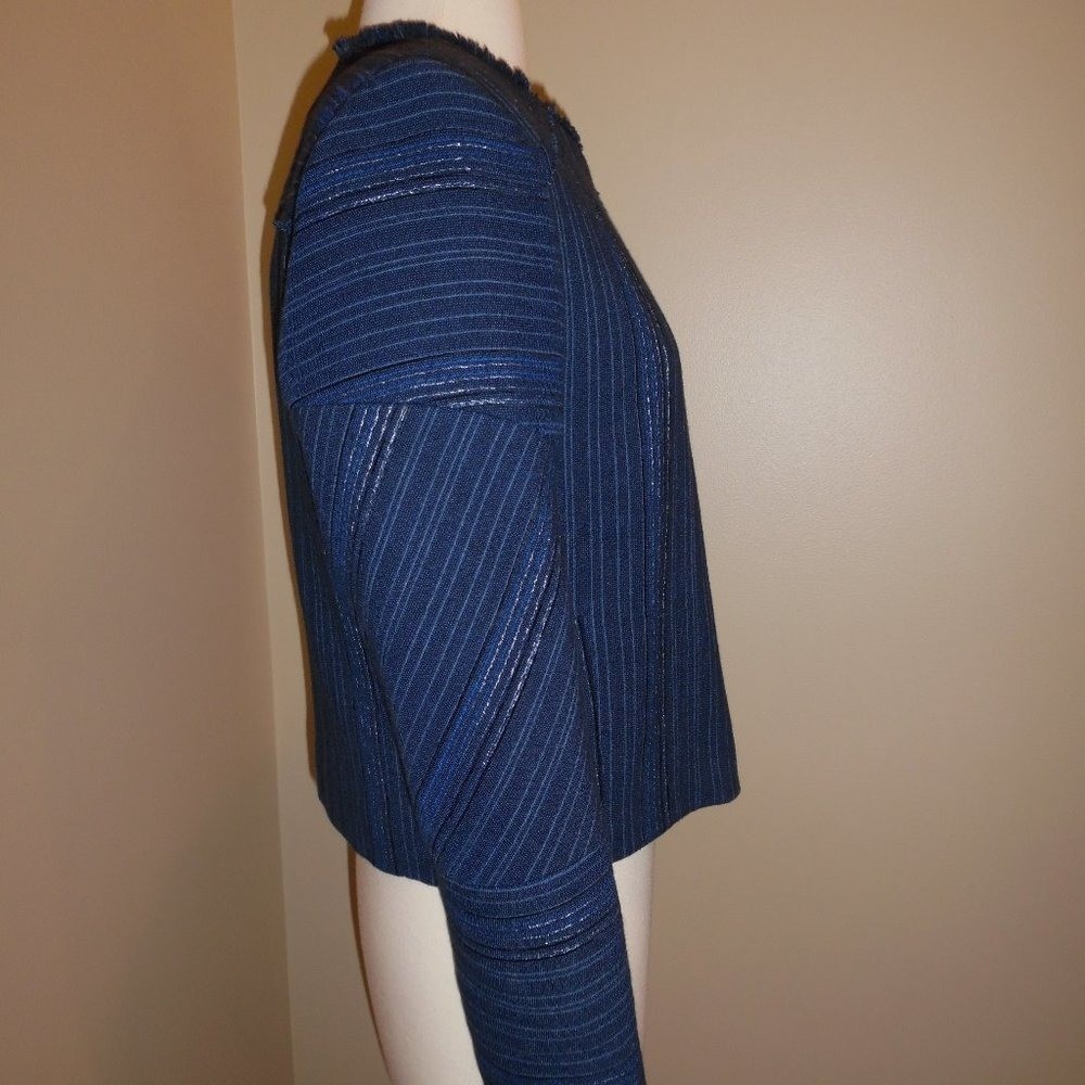 NWT Sandro Paris Blue Blucy Woven Workwear Casual Business Tweed Blazer Jacket