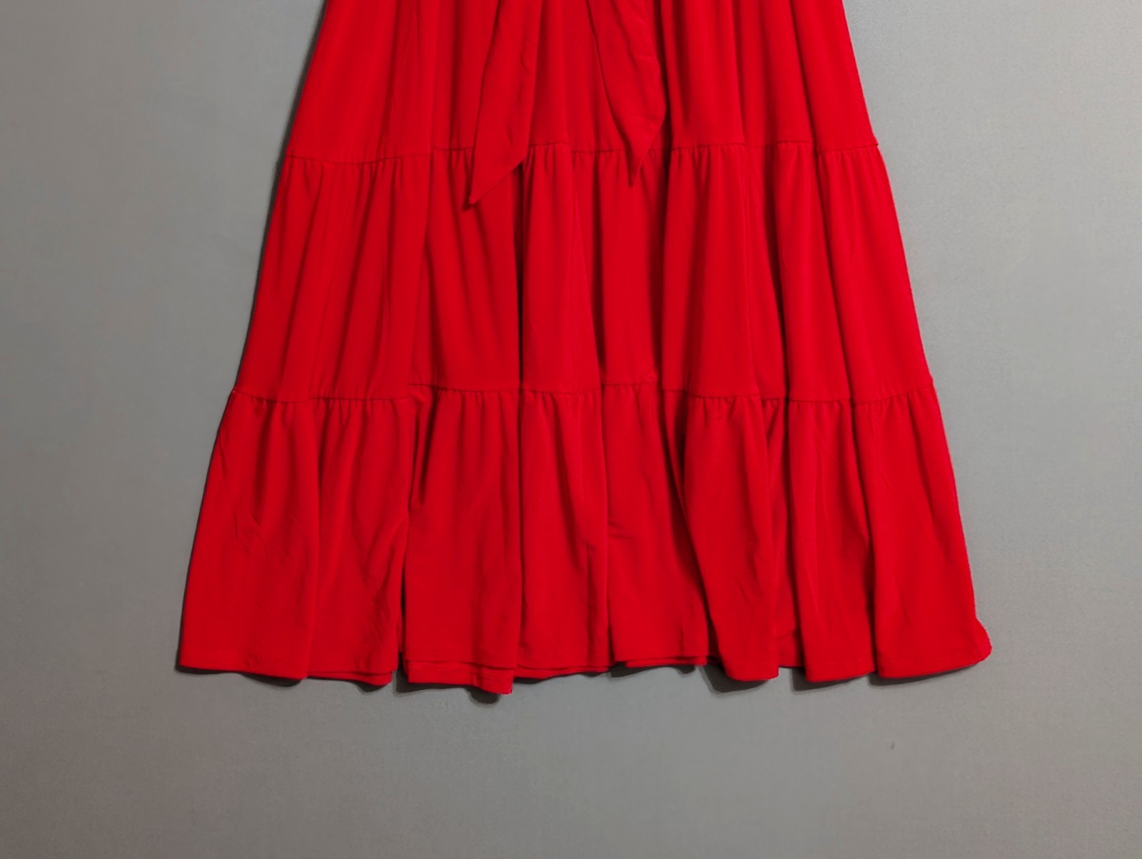 Joanna Hope Red Jersey Faux Wrap Tiered Midaxi Dress Tie Belt Stretchy 18 New