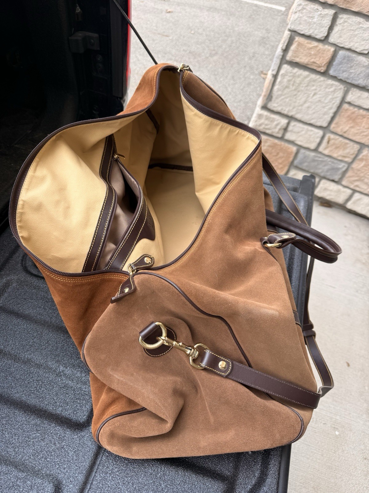 Bowen Premium Suede Brown Leather Duffle Bag