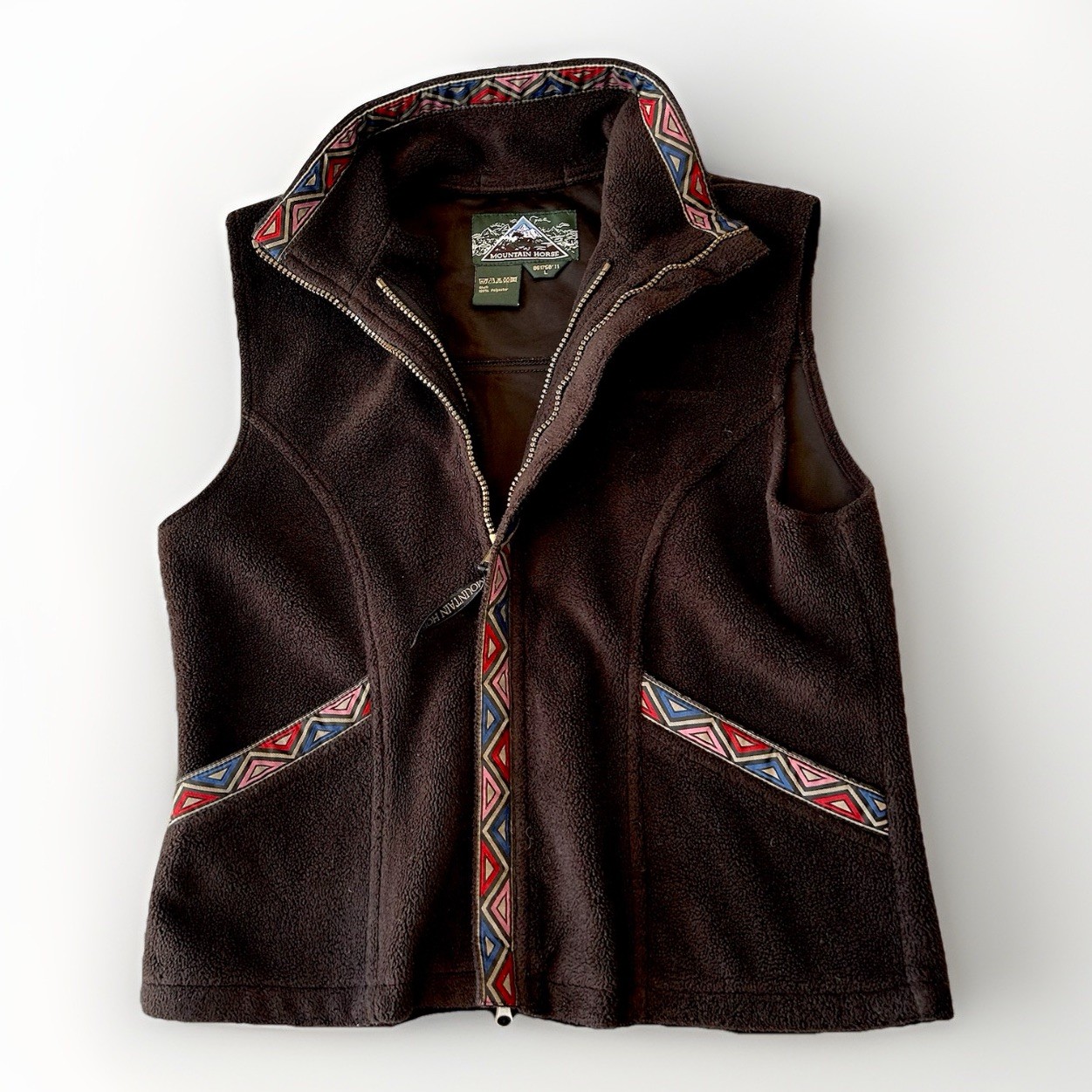 Mountain Horse Fleece Vest Women L Black Country Western Farm Cottage Equestrian