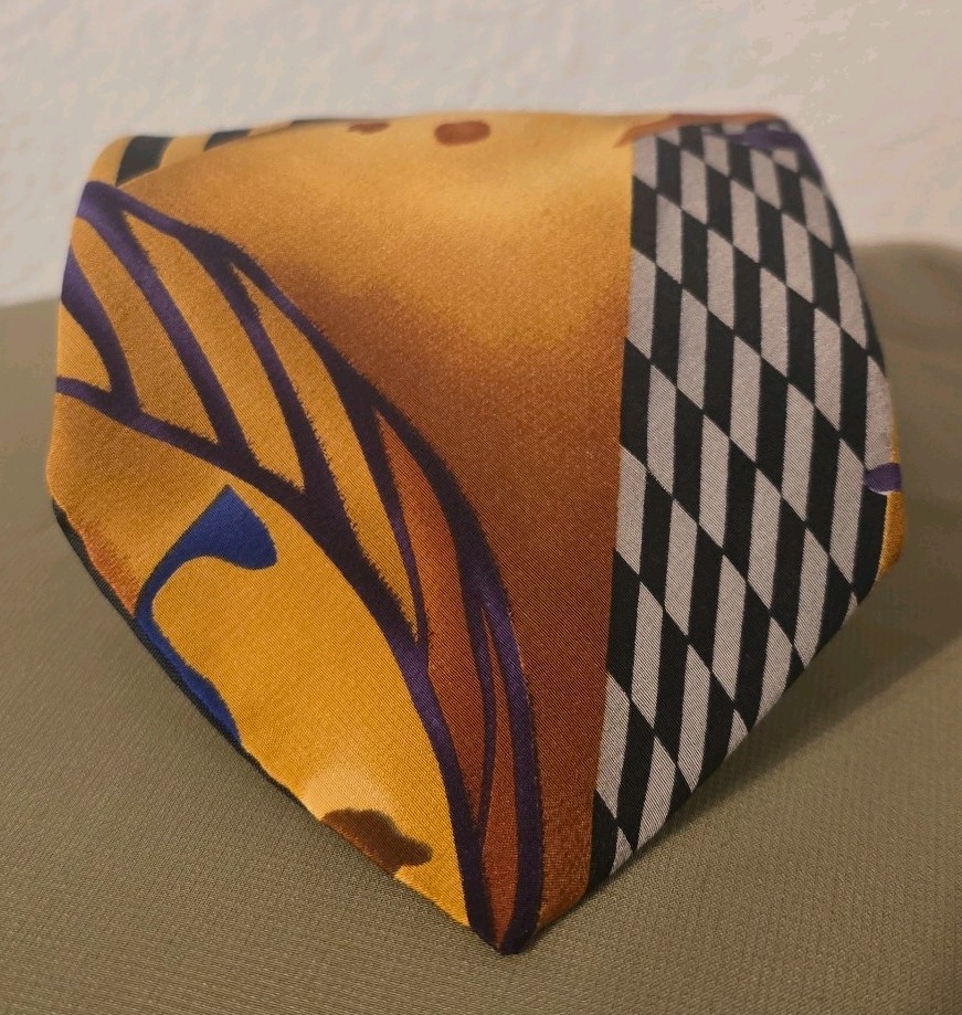 VTG 90s Cocktail Collection Silk Men’s Tie Hand Made Abstract Geometric Martini