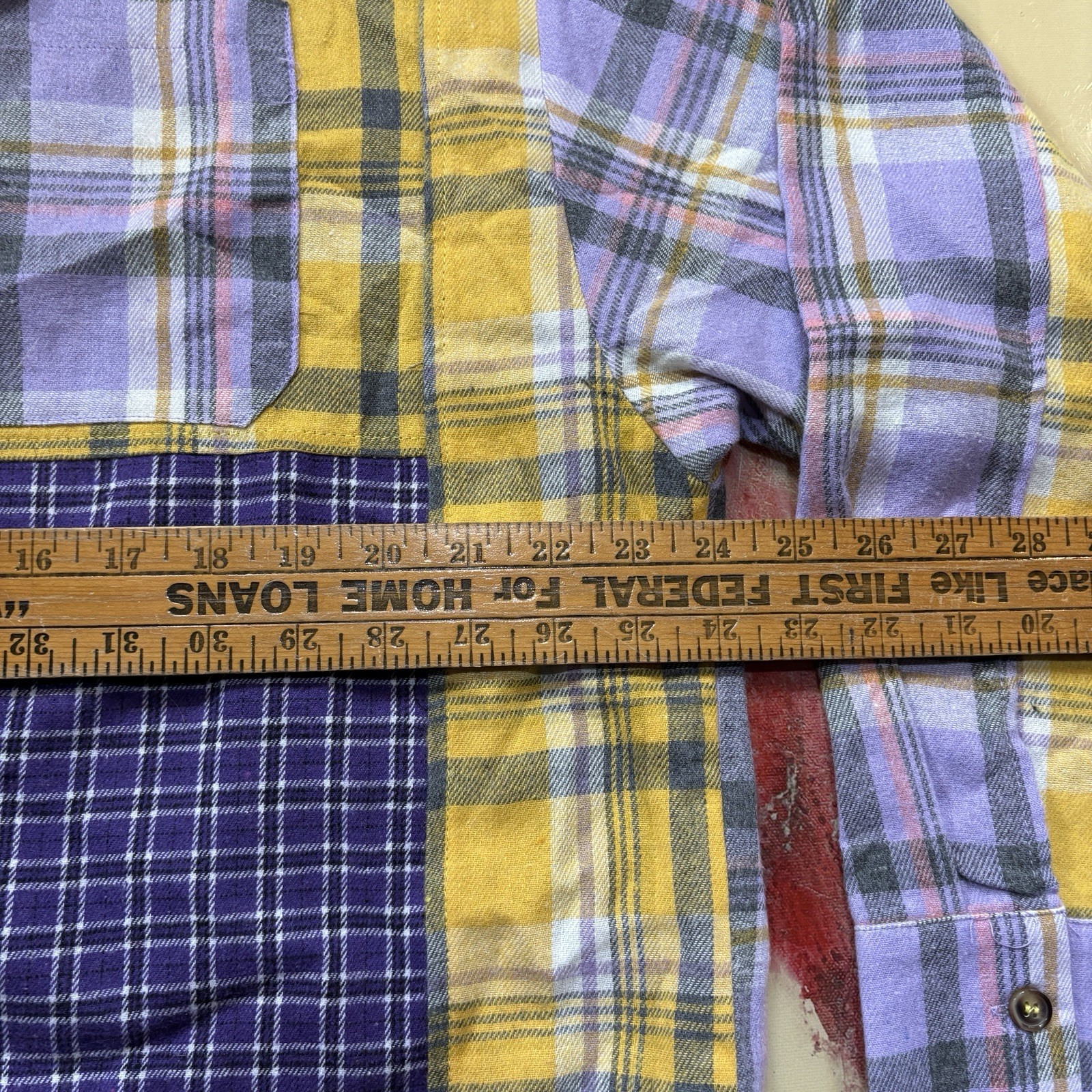 Davi & Dani Boutique Shacket Sz S Oversized Patchwork Flannel Plaid Raw Hem NEW