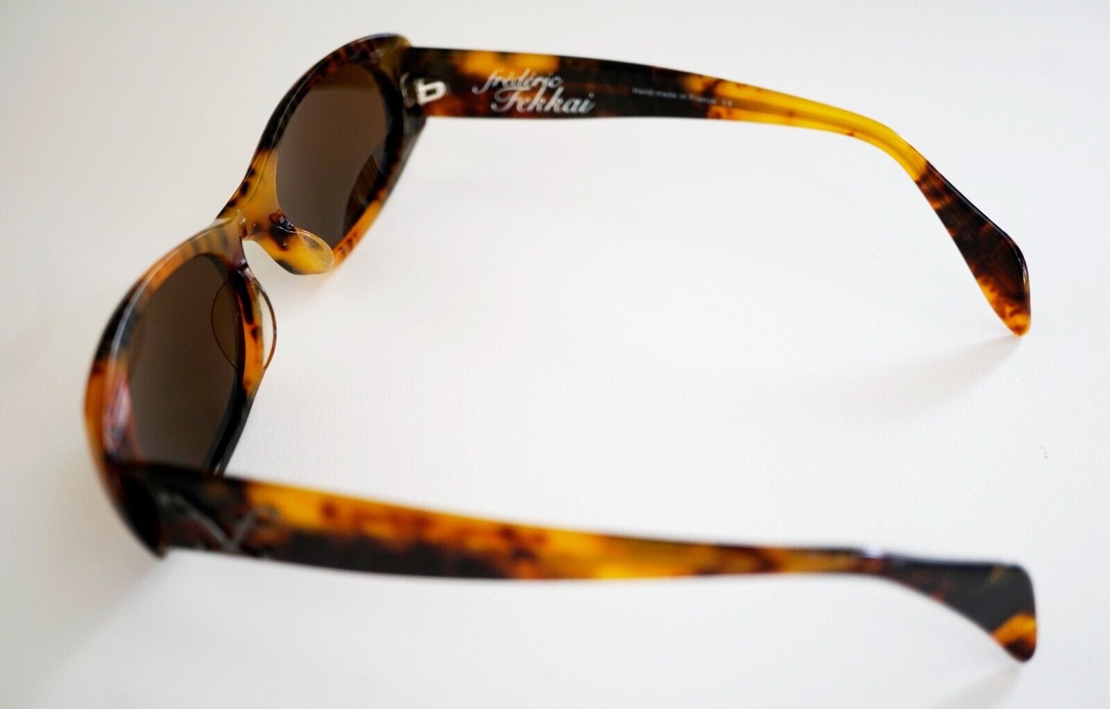 Vintage 90s FREDERIC FEKKAI Sunglasses Brown Tortoise Shell Frame Made in France