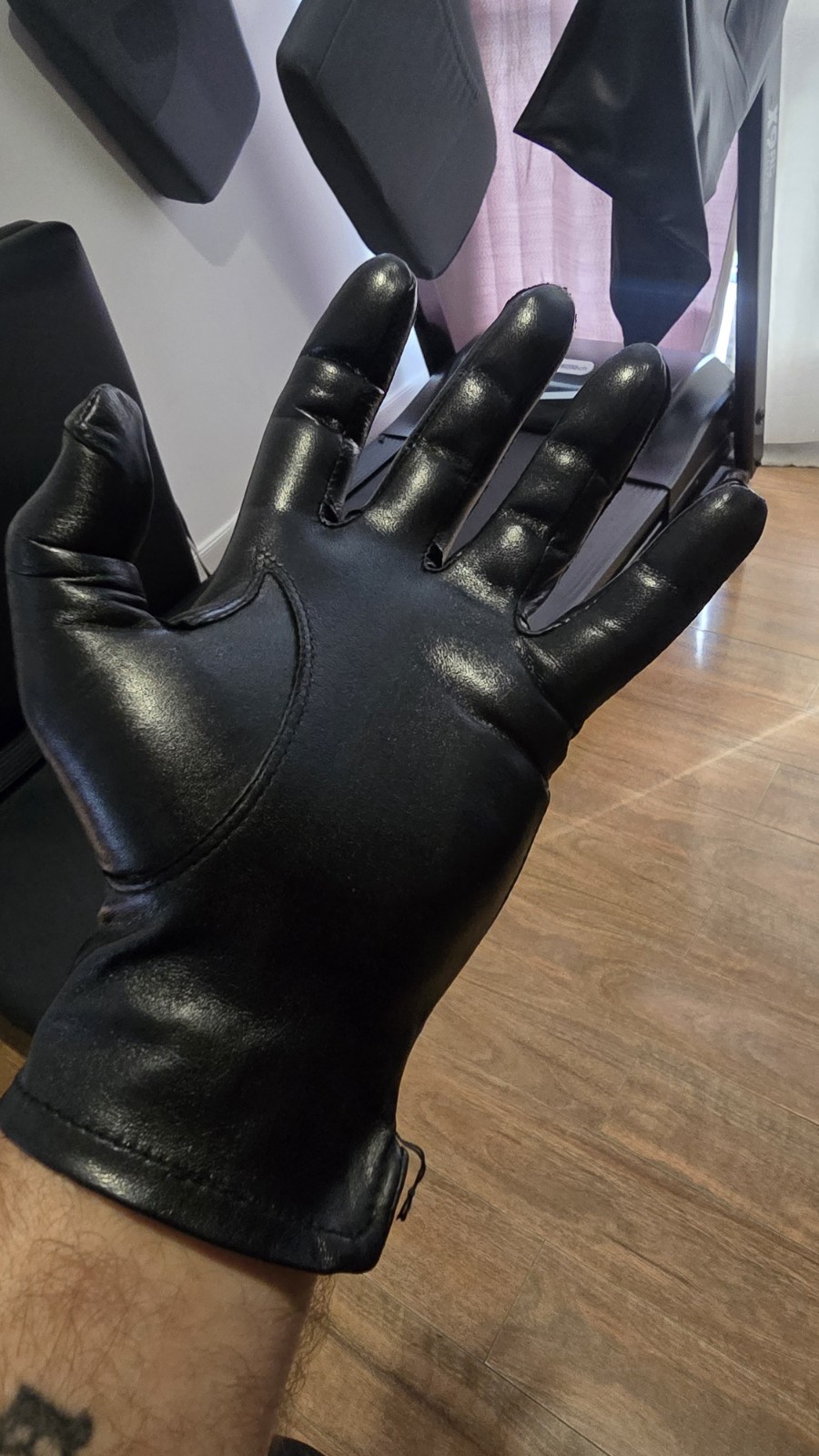 Leather Gloves black WORN 🔥nappa thin Leather driving gloves Mens SMALL Mens 🧤
