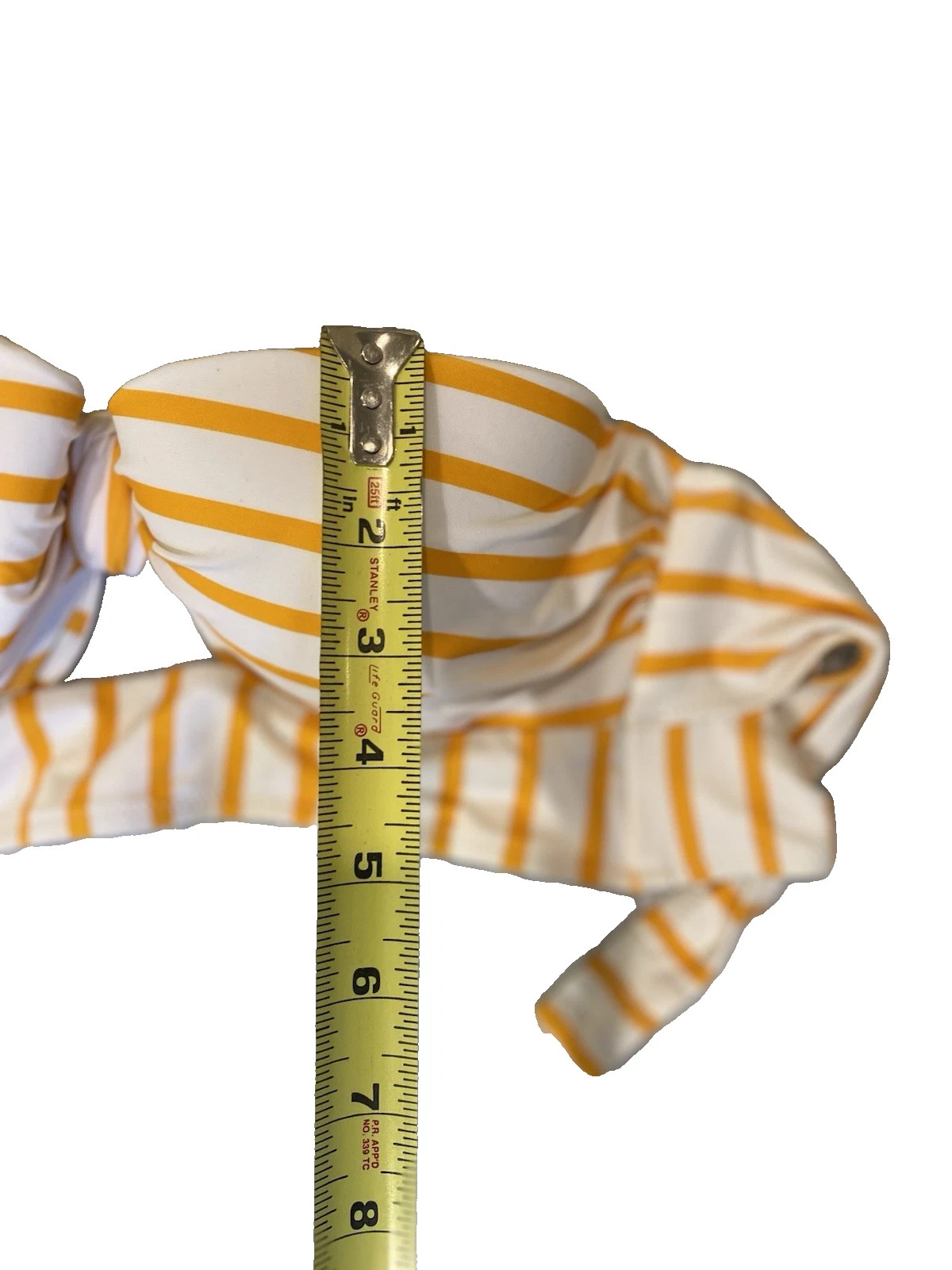 Shade & Shore Medium 36B Orange Stripe Keyhole Front Pushup Bikini Swim Top New