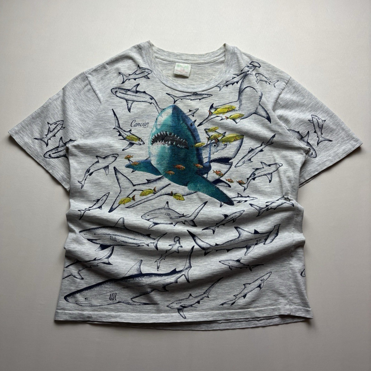 Vtg 90s Single Stitch Arli “Ropa De Playa Y Mas” All Over Print Cancun Shirt