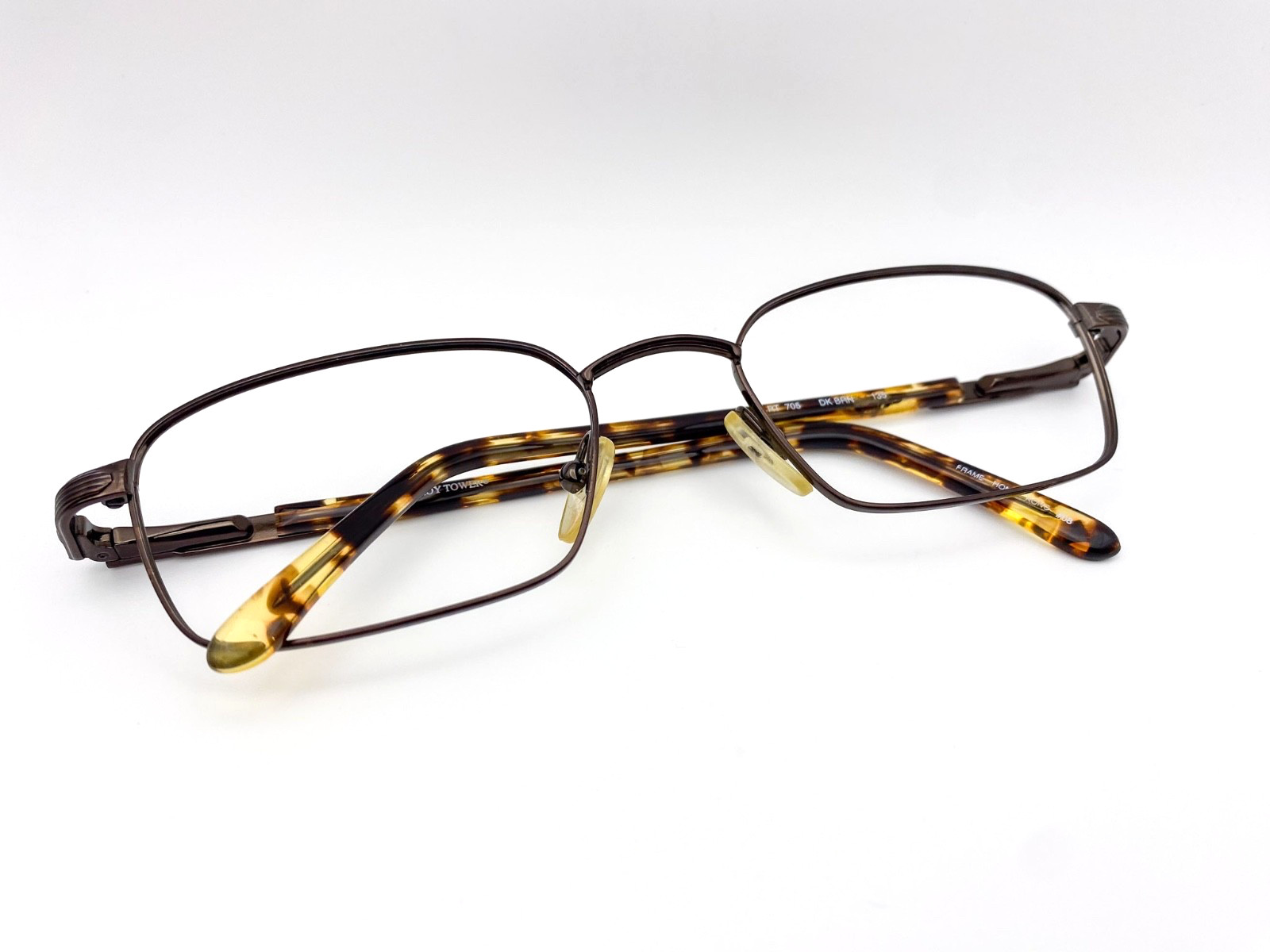 Vintage Roy Tower Metal Tortoiseshell Rectangular Eyeglasses | NOS 1990s Frames