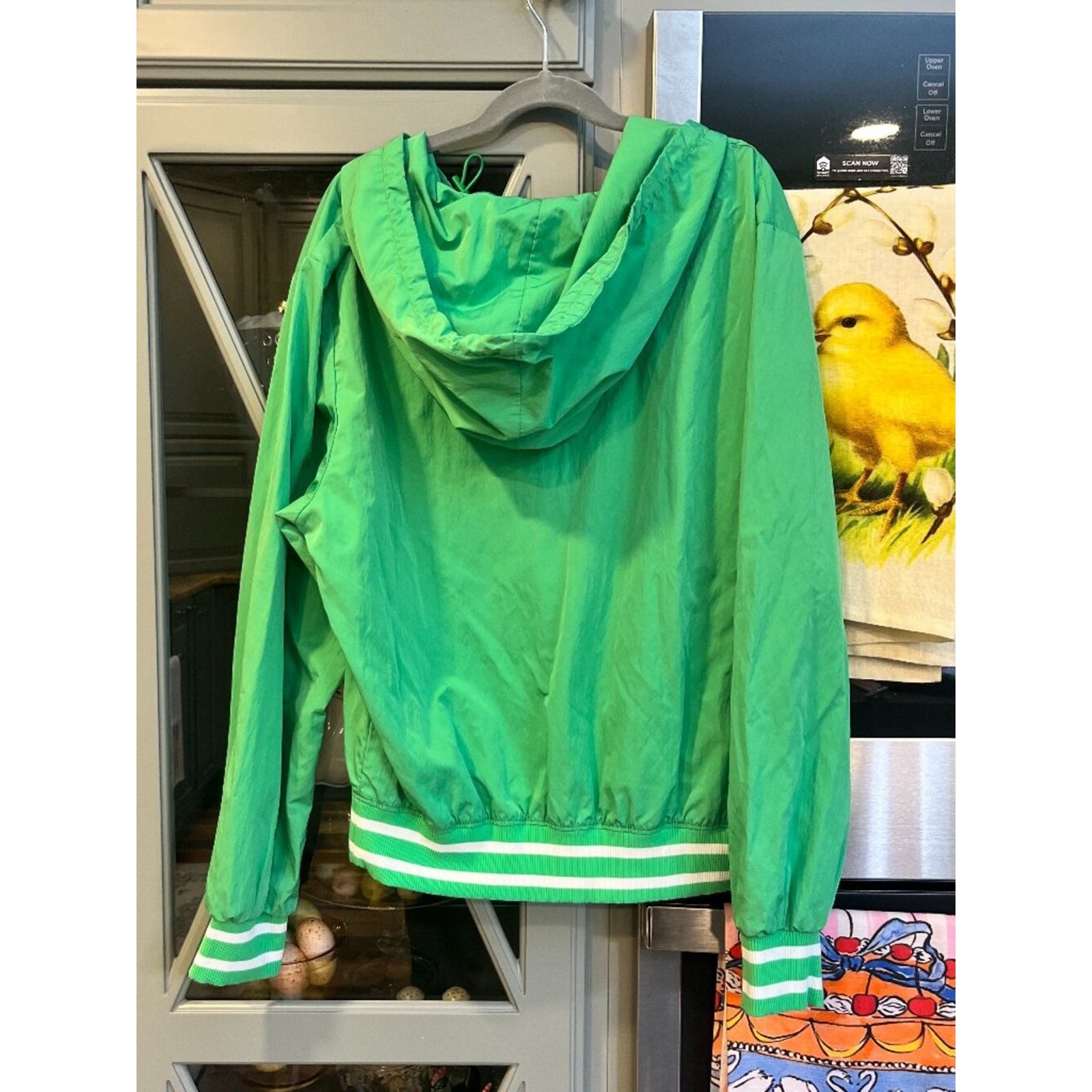 Offline by Aerie Green striped half-zip windbreaker