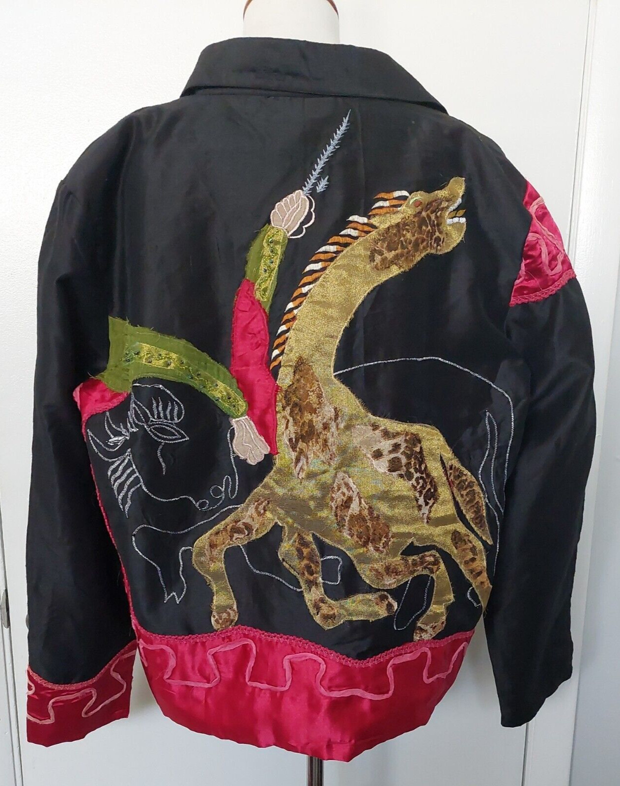 The Travel Collection Silk Jacket XL Art To Wear Animals Open No Closures Y2k