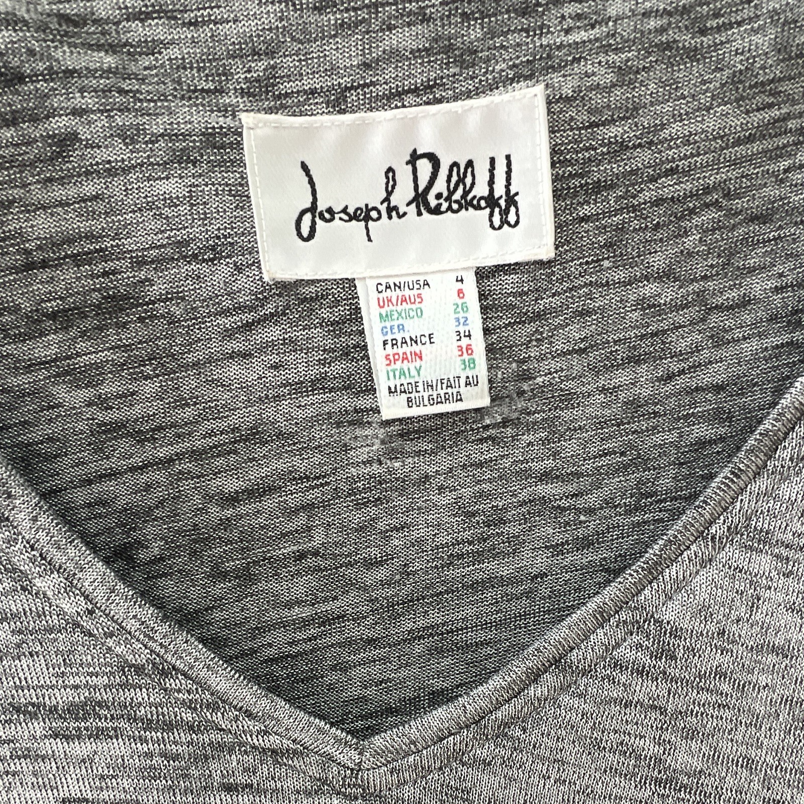 Joseph Ribkoff Gray Heathered Knit Pullover Sweater V-Neck 3/4 Sleeve 4