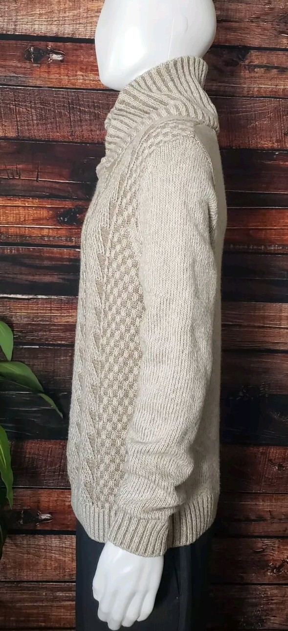 Method Sweater Size Large Beige Textured Knit Shawl Collar Toggle Button