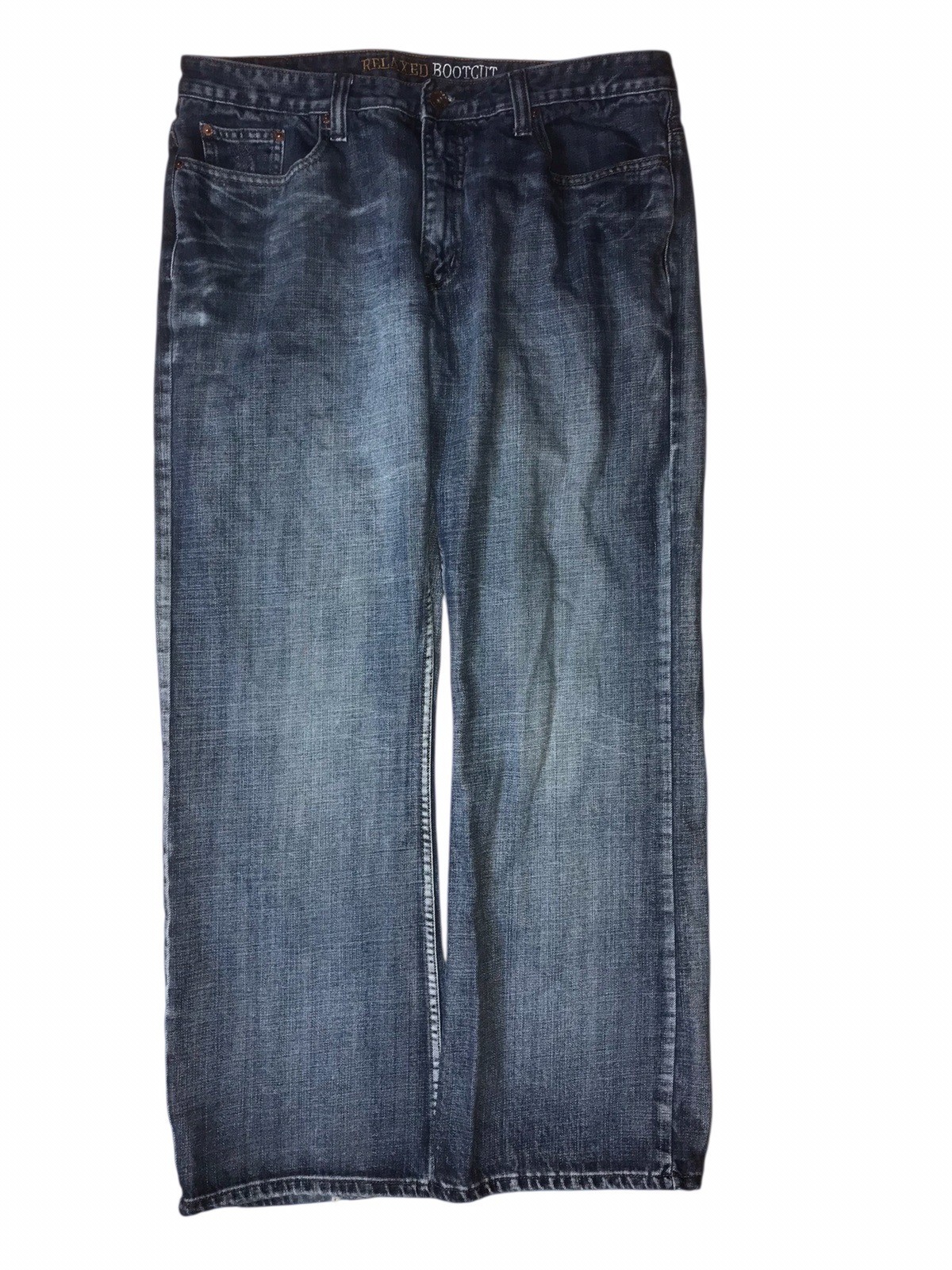 Urban Pipeline Jeans Mens 36×32 Blue Relaxed Bootcut Embroidered Dark Wash C57