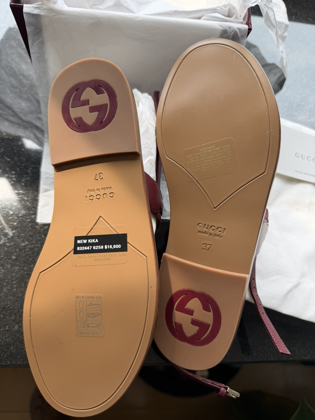 Gucci Interlocking G Web Stripe Sandal in Burgundy