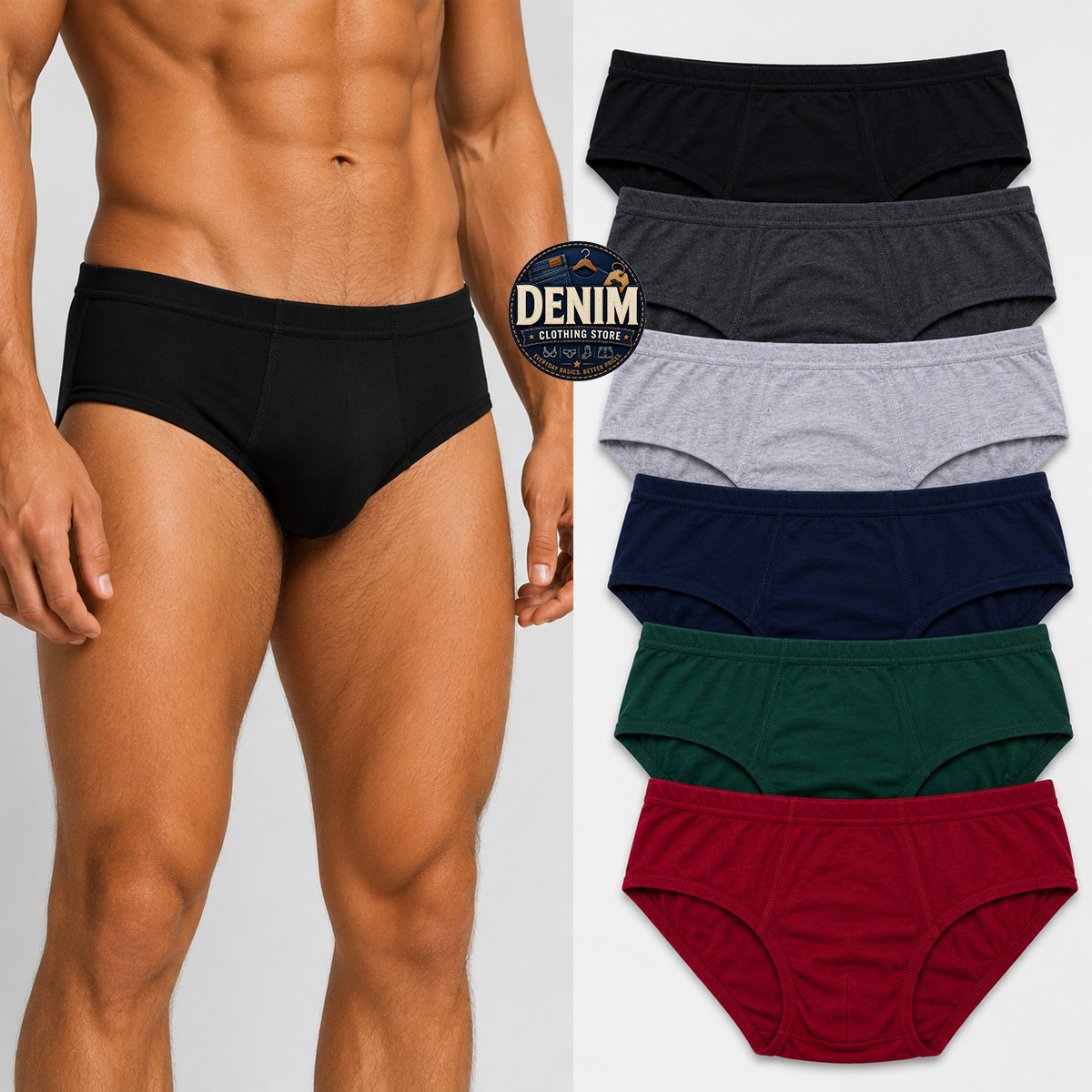 6 Pack Knocker Men 100% Cotton Bikini Briefs Low Rise Classic Fit Underwear S-XL