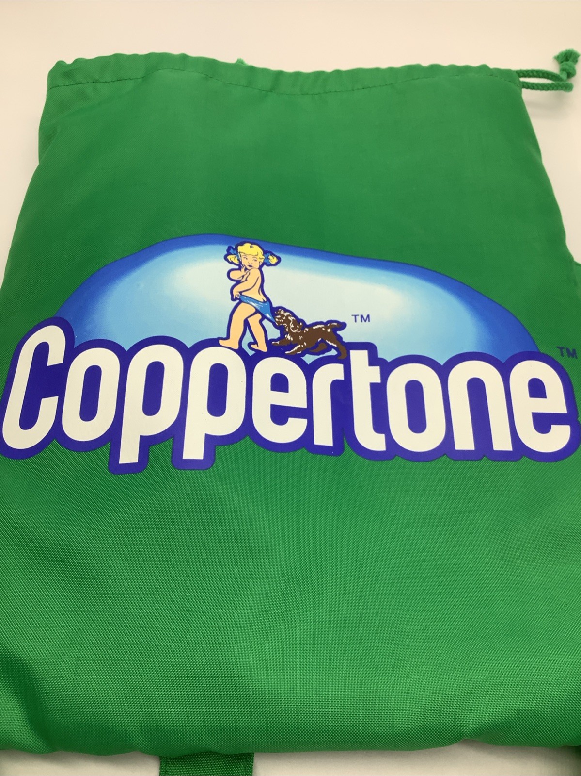 Coppertone Green Beach Towel Backpack Combo Blue Towel 28×56 Drawstring