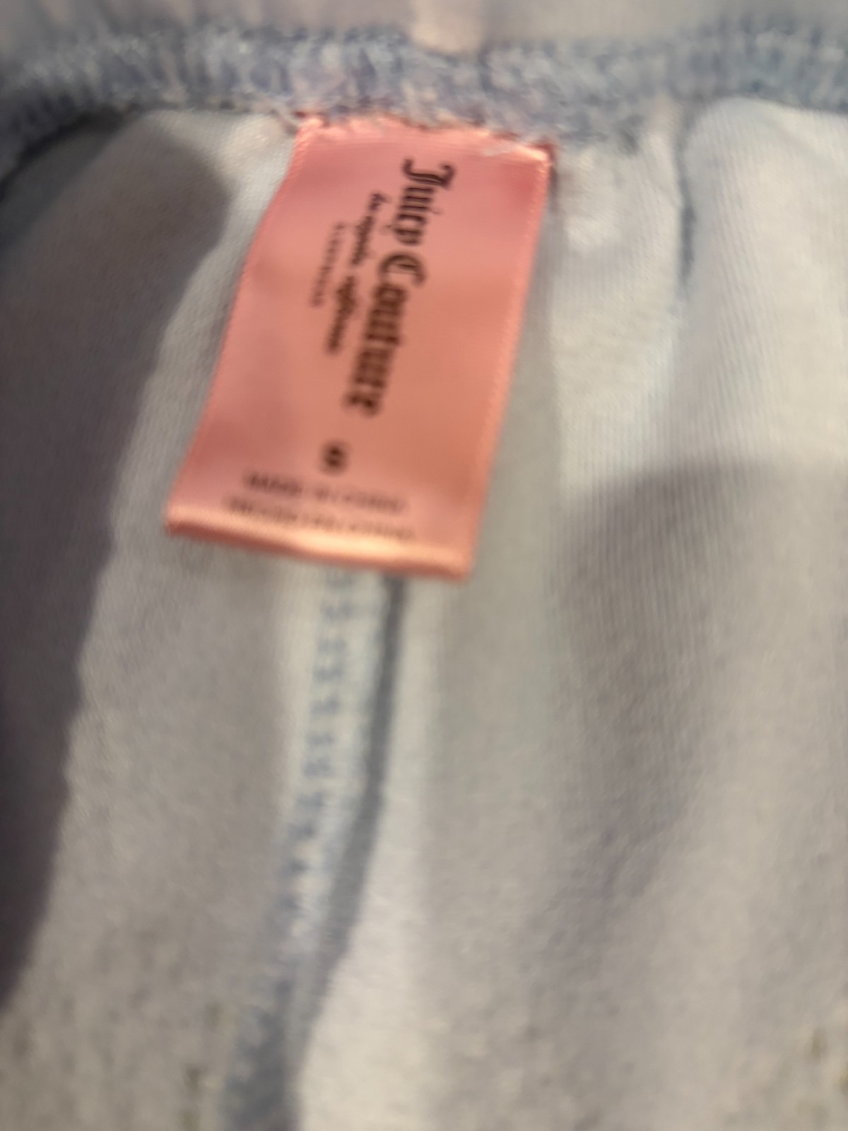 Juicy Couture Sleepwear Velour Pajama Set Ice Blue Rhinestone Bling Sz Small