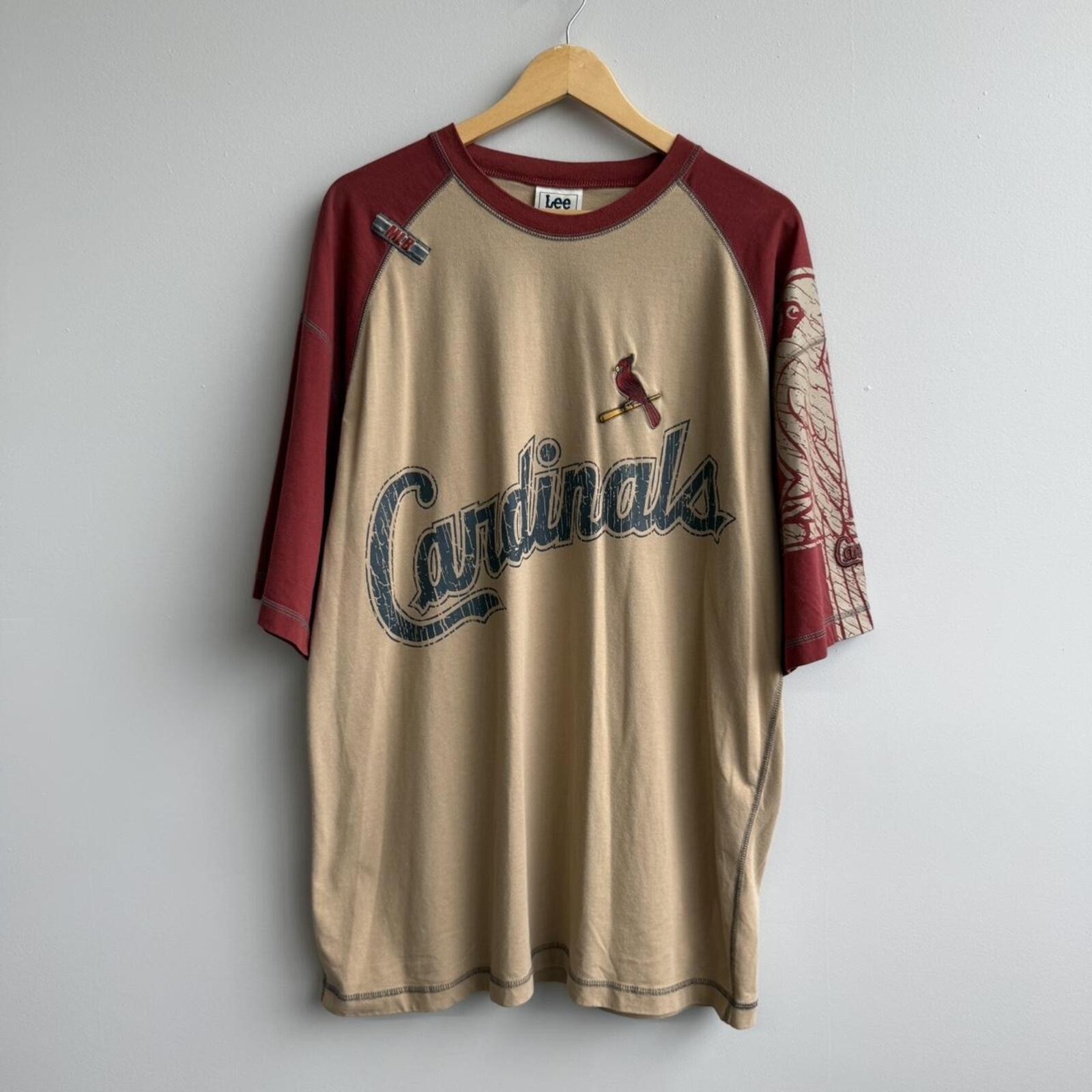 Tan and burgundy Lee Sport Cardinals baseball tee (0313)