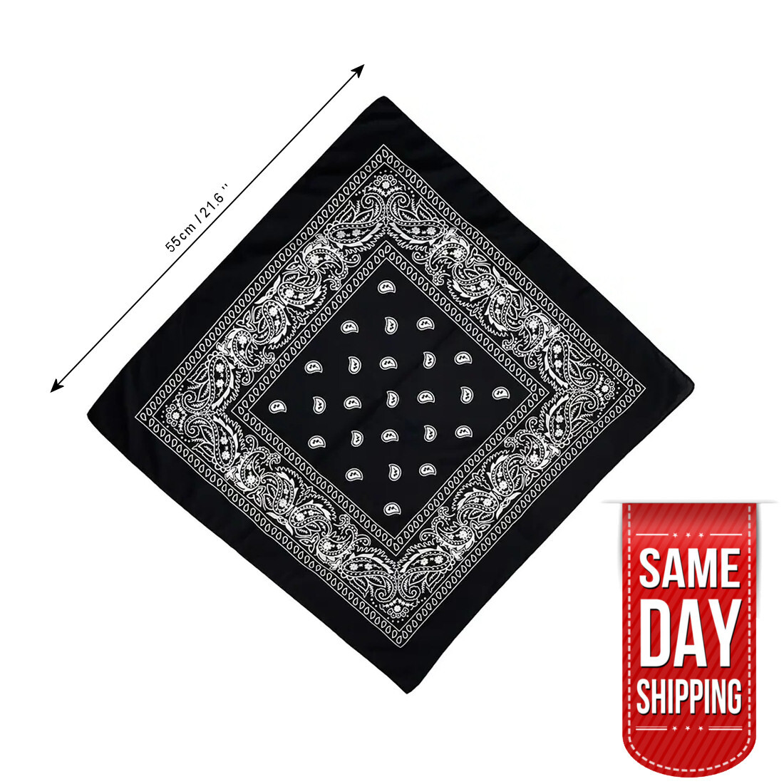 2-Pack Bandana 100% Cotton Paisley Print Double-Sided Scarf Head Neck Face Mask