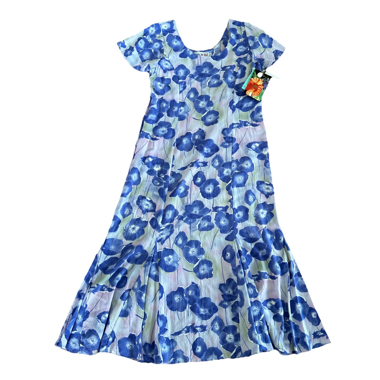 Jams World Morning Glory Dress Blue Purple Floral Women’s M A Line Hawaii
