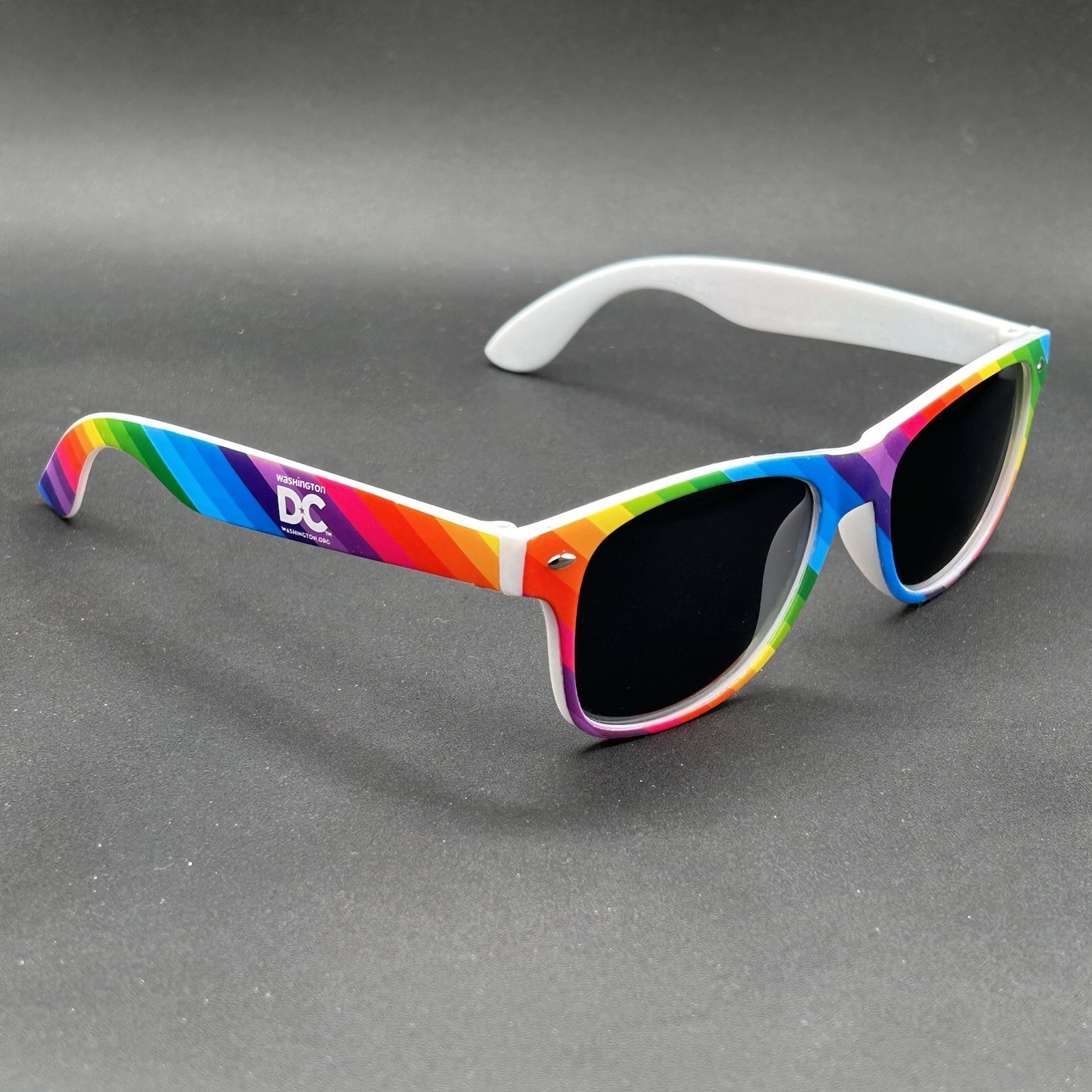 Washington DC World Pride Sunglasses White & ROYGBIV May 23 – June 8 2025 EUC