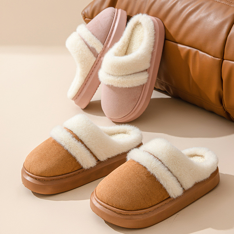 Warm Plush House Slippers Non Slip Winter Indoor Bedroom Shoes Unisex