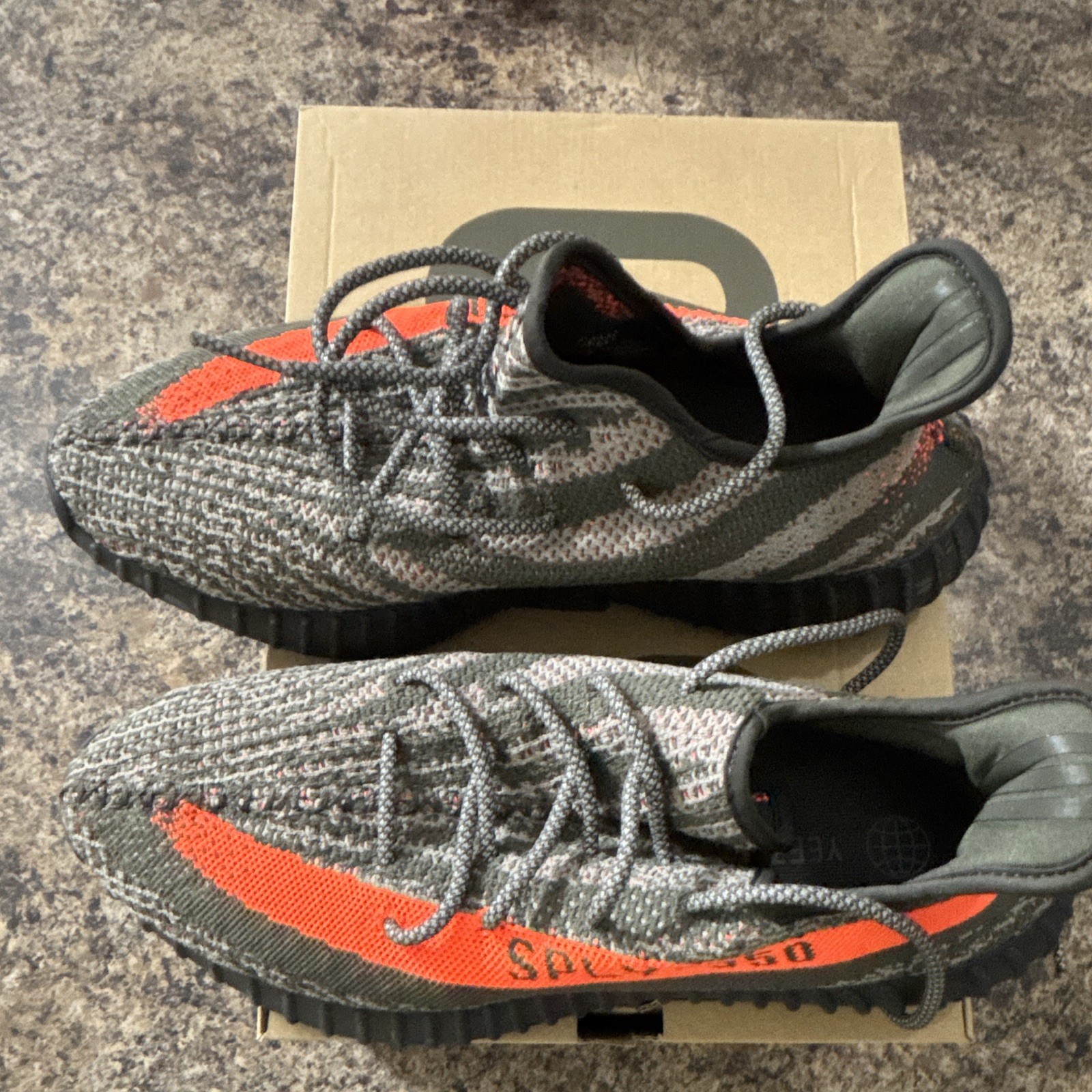 adidas Yeezy Boost 350 V2 Carbon Beluga Gray/Orange Low Top Sneakers HQ7045