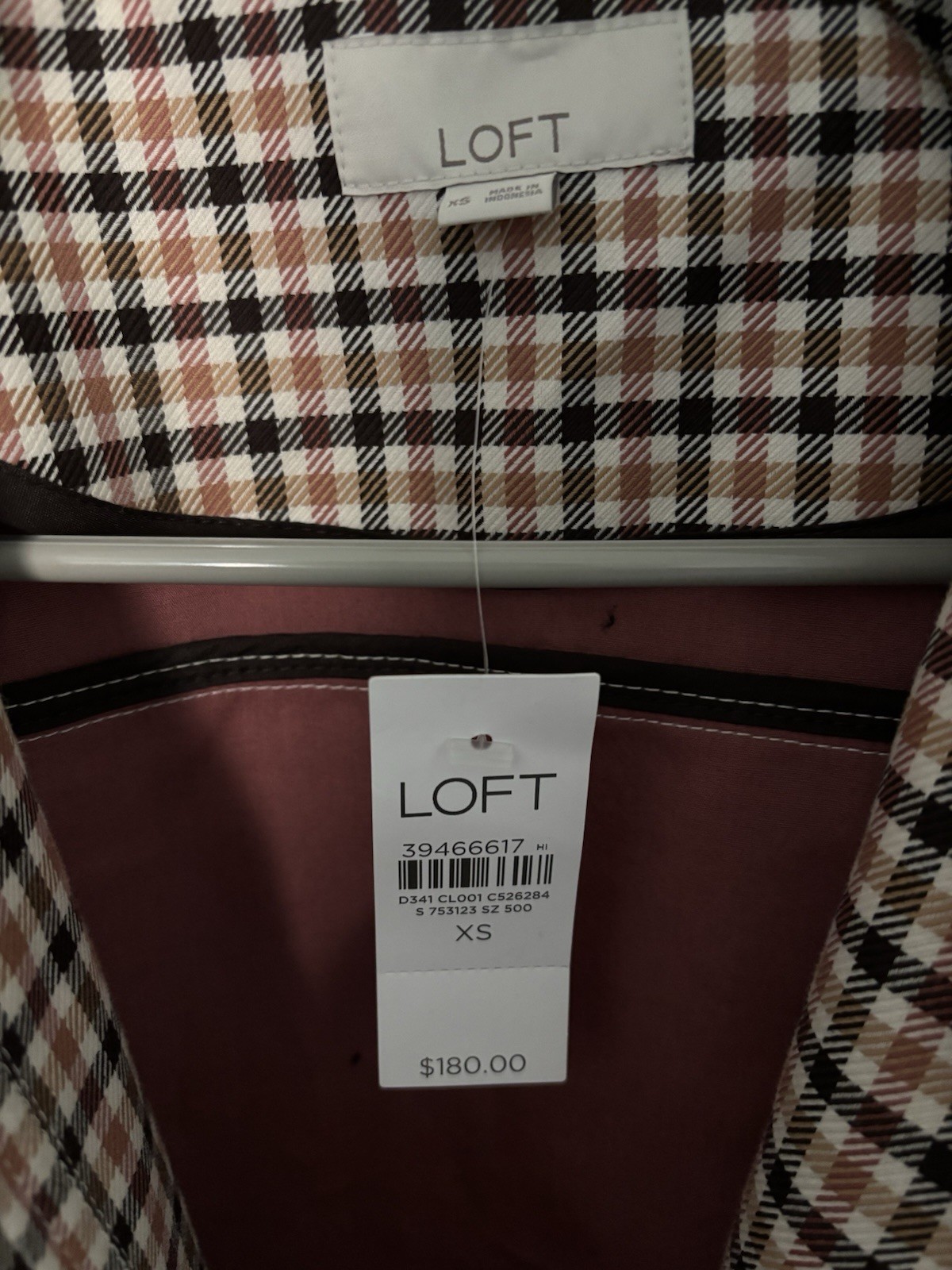 LOFT Women’s Plaid Jacket, Regular XS **NWT**