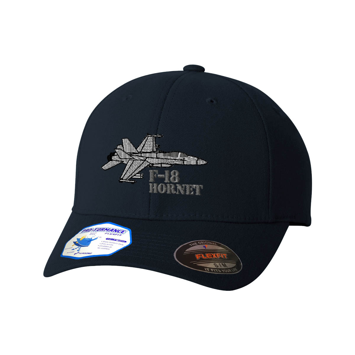 Flexfit Hats for Men & Women F-18 Hornet Aircraft Name Embroidery Polyester