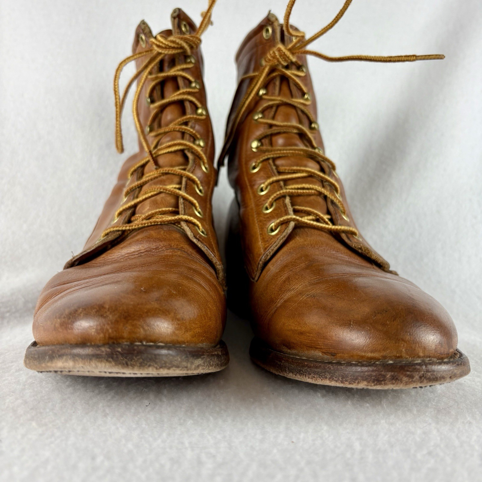 VTG J. Chisholm 9.5D brown leather packer / work boots USA Made