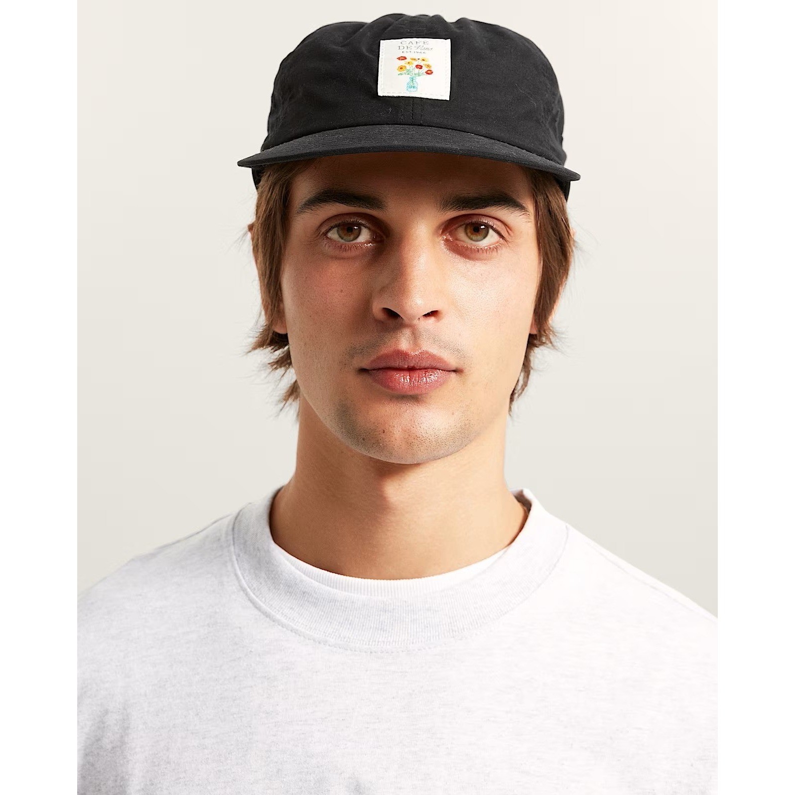 Vans Cafe Vans Jockey Snapback Hat Black Floral Patch Adjustable Cap NEW