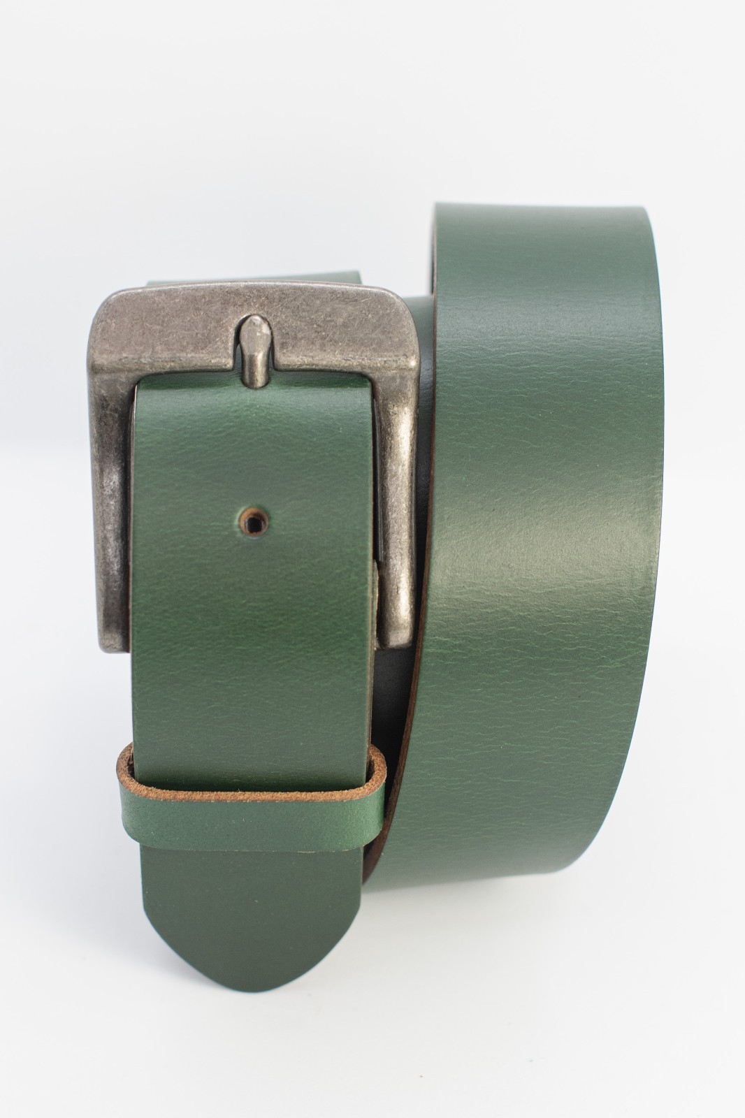 1.5″ Handmade Full Grain GREEN Leather Belt – Multiple Buckles – Made in the USA