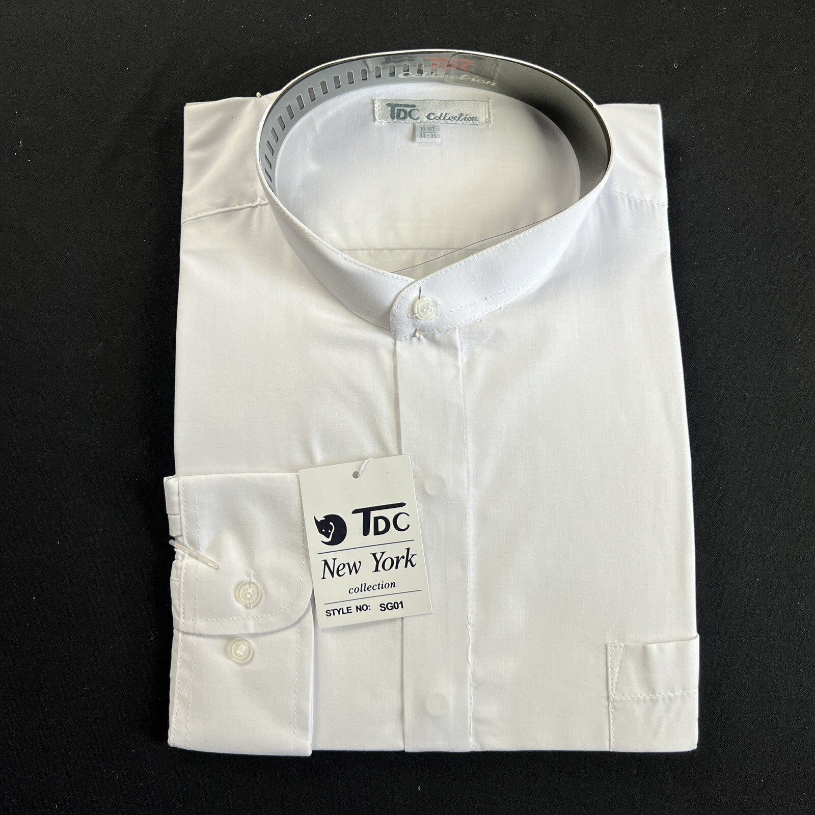 TDC Collection White Dress Shirt Men’s 34/35 Round Collar 18-18.5 NEW VTG