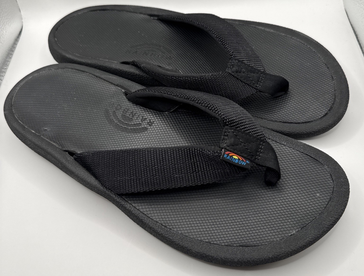 RAINBOW Mariner Rubber Orthopedic w/Arch & Tapered Nylon Strap SZ 13 BLK NWOT