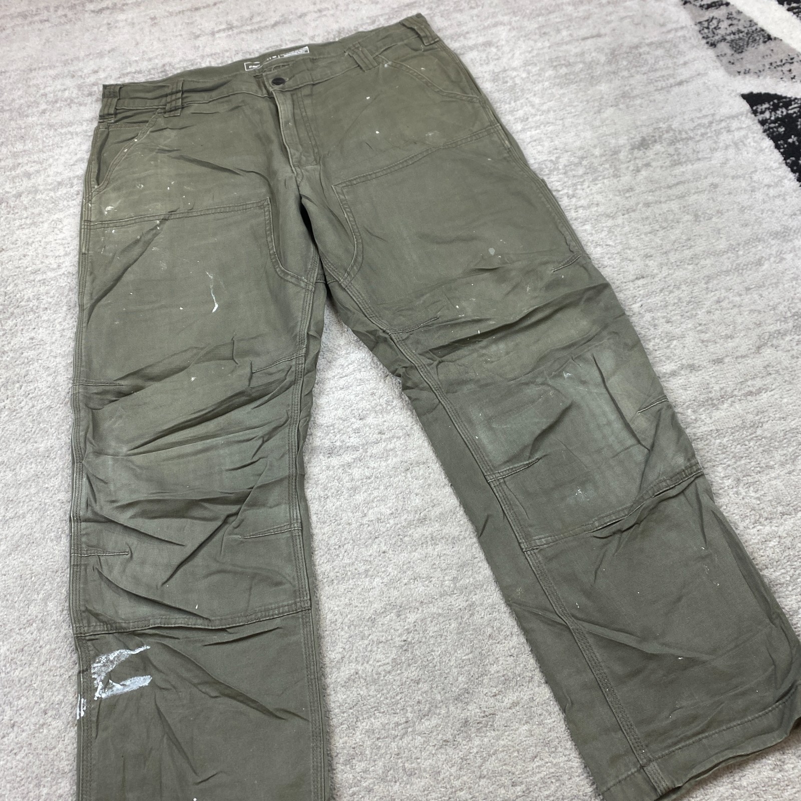 Carhartt 102802 Canvas Double Knee Pants 34 Green Y2K Workwear Rigby Mens 34×30