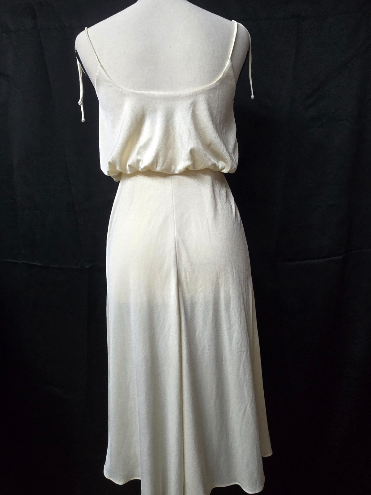 Vintage Climax David Howard Dress Cream White 70s 80s Disco Maxi Gown Goddess M