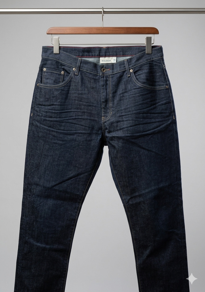 RALEIGH DENIM Jones Blue Jeans Stretch Cotton Resin Rinse Regular Fit 38 (EU 54)