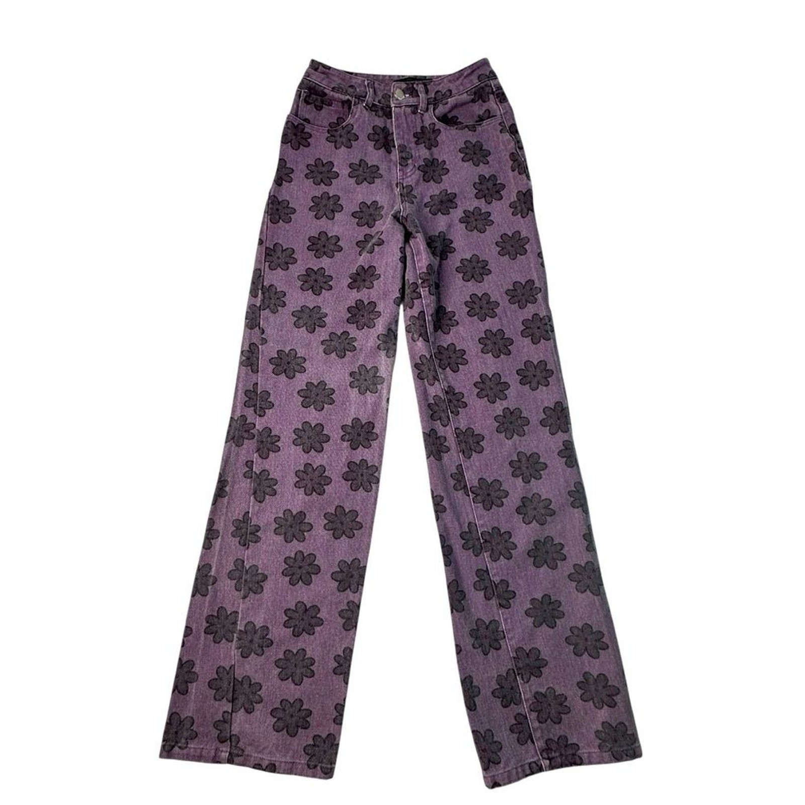 HESPERUS Purple Floral Print Wide Leg Jeans Size 3