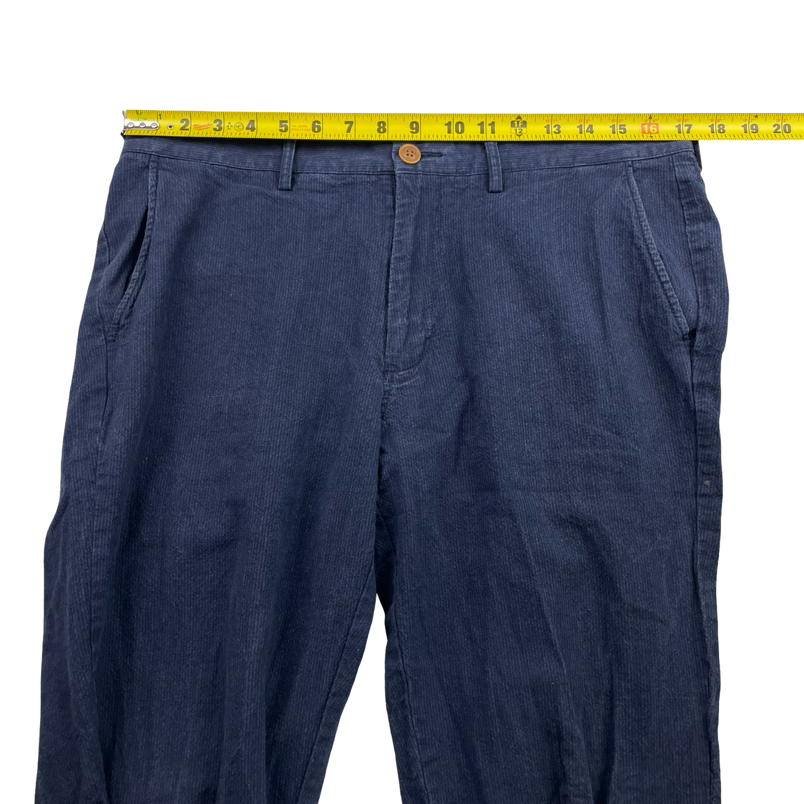 J.Crew Men’s The Sutton Linen/Cotton Flat Front Chino Pants Navy Stripe • 34×30