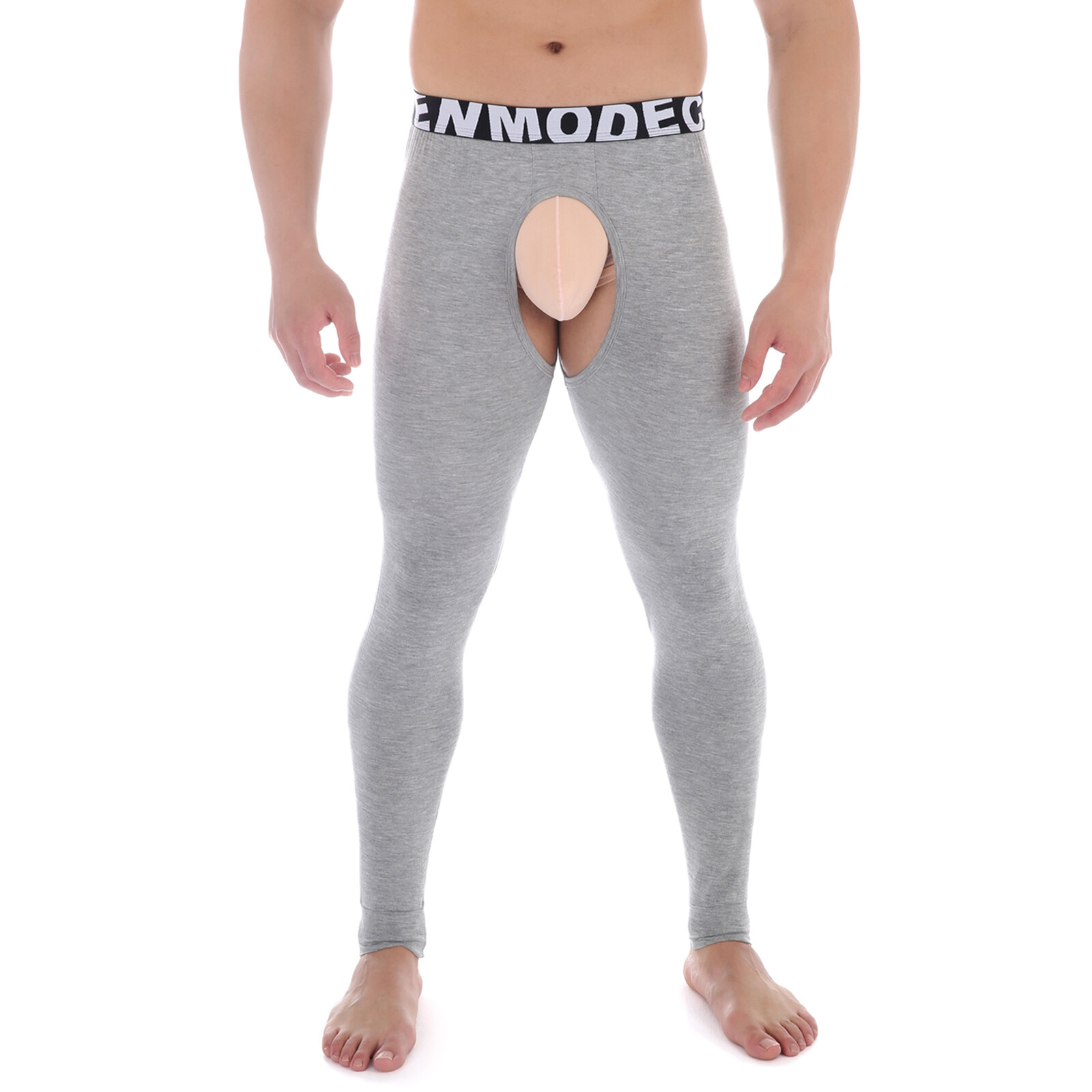 Men Long Johns Thermal Underwear Leggings Open Crotch Pants Pajamas Modal