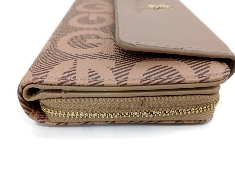 ​Polo Guy Women’s Wallet Beige Leather Fabric Organizer Clutch Purse 18×10.5x4cm